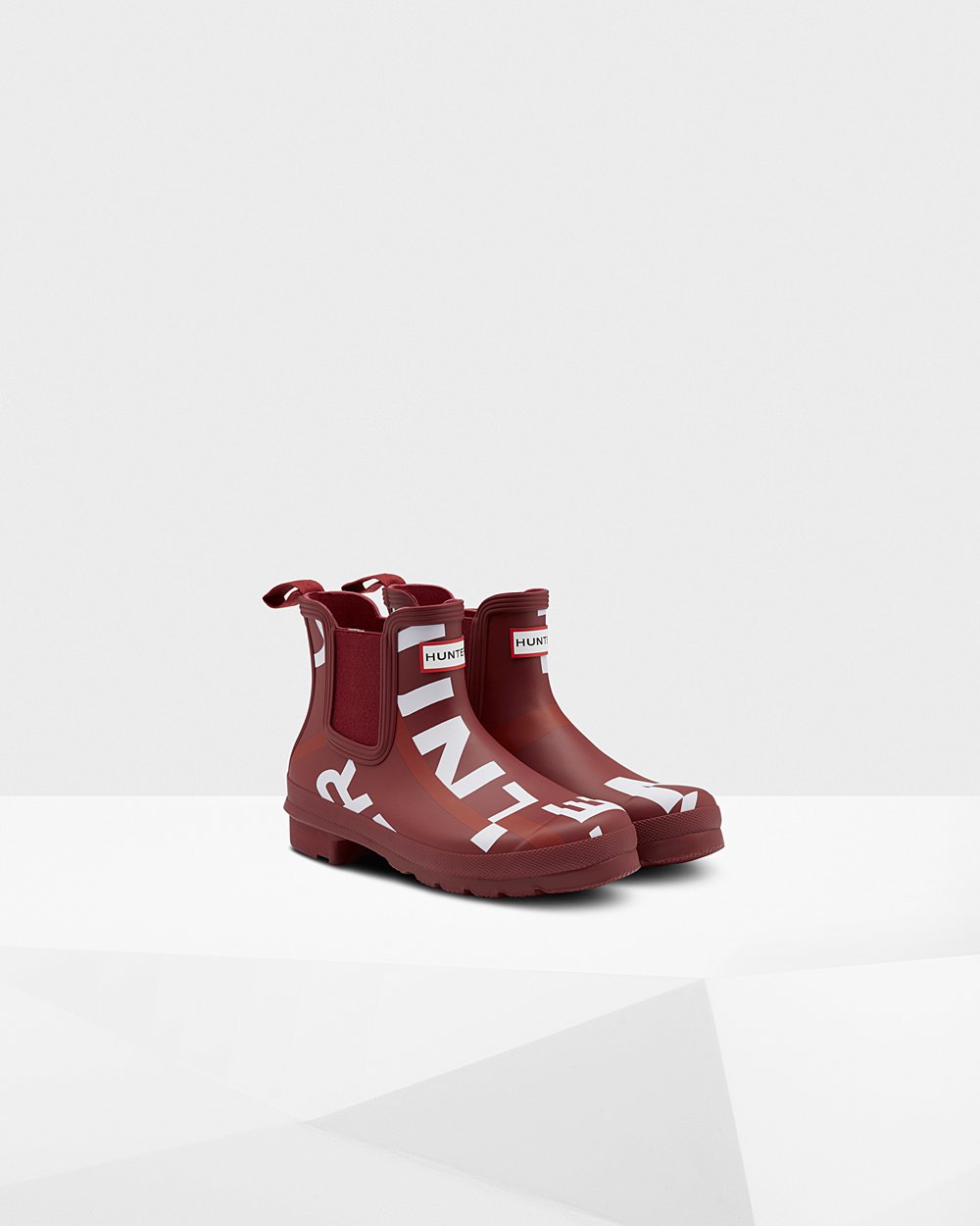 Botas Chelsea Original Exploded Logo Hunter Mujer - Grises Rojos - 109235OUH